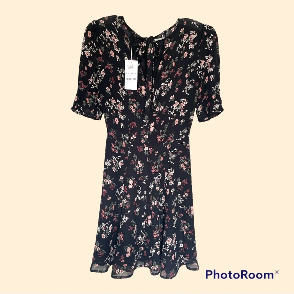 NWT Reformation Bard Puff Sleeve Floral Mini Dress Size 2 Jolene - Picture 4 of 5